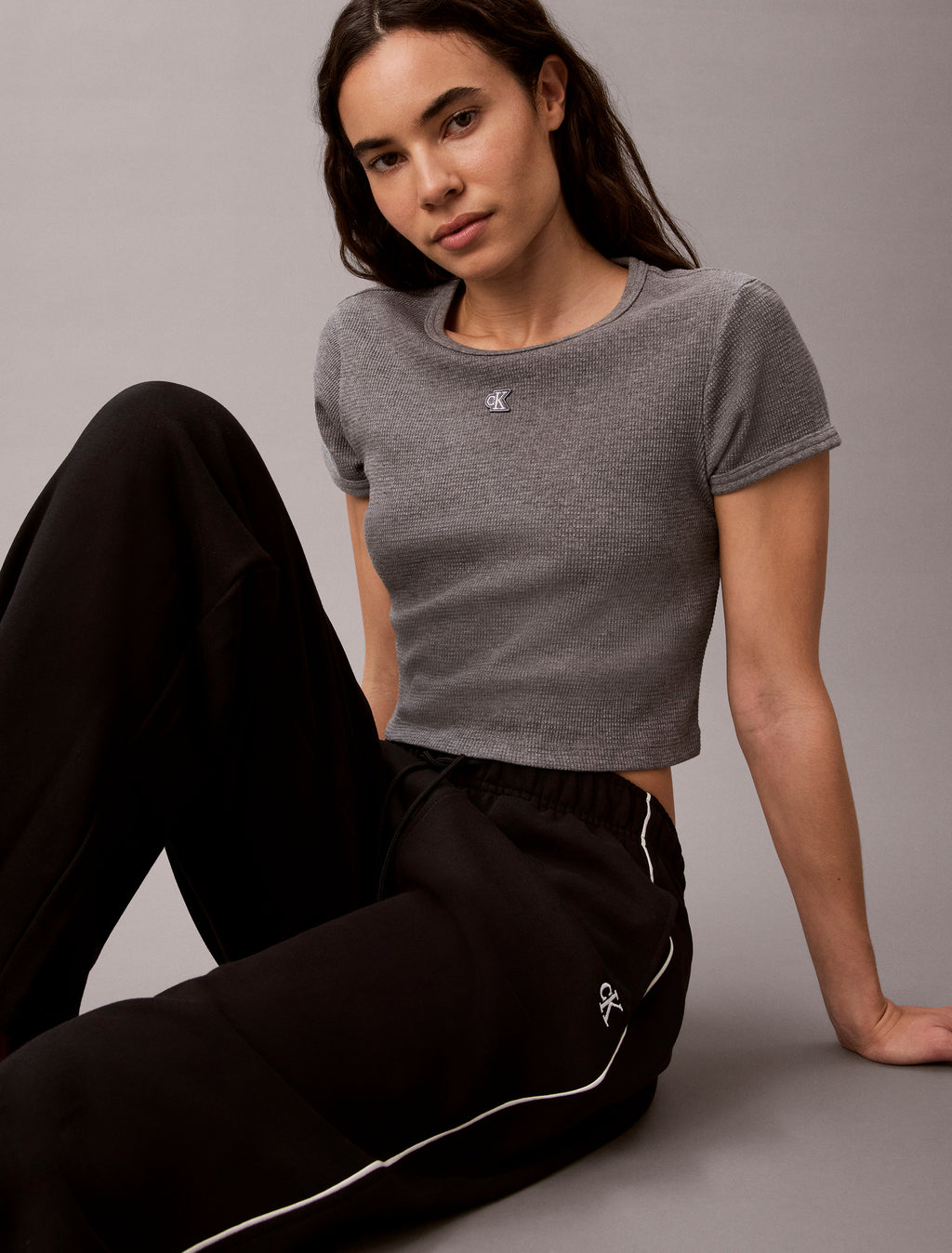 Calvin Klein Jeans Monogram Terry Contrast Piping Pants