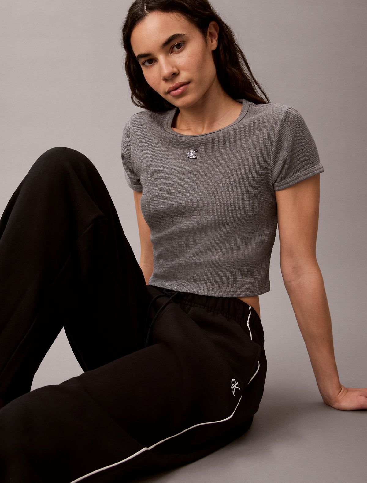 Calvin Klein Jeans Monogram Terry Contrast Piping Pants