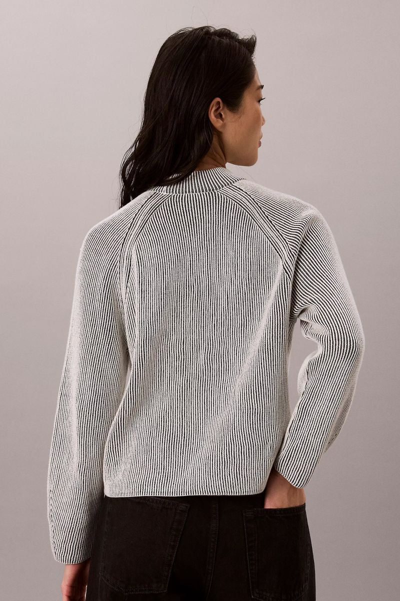 Calvin Klein Jeans Bicolor Rib Mock Neck Logo Sweater