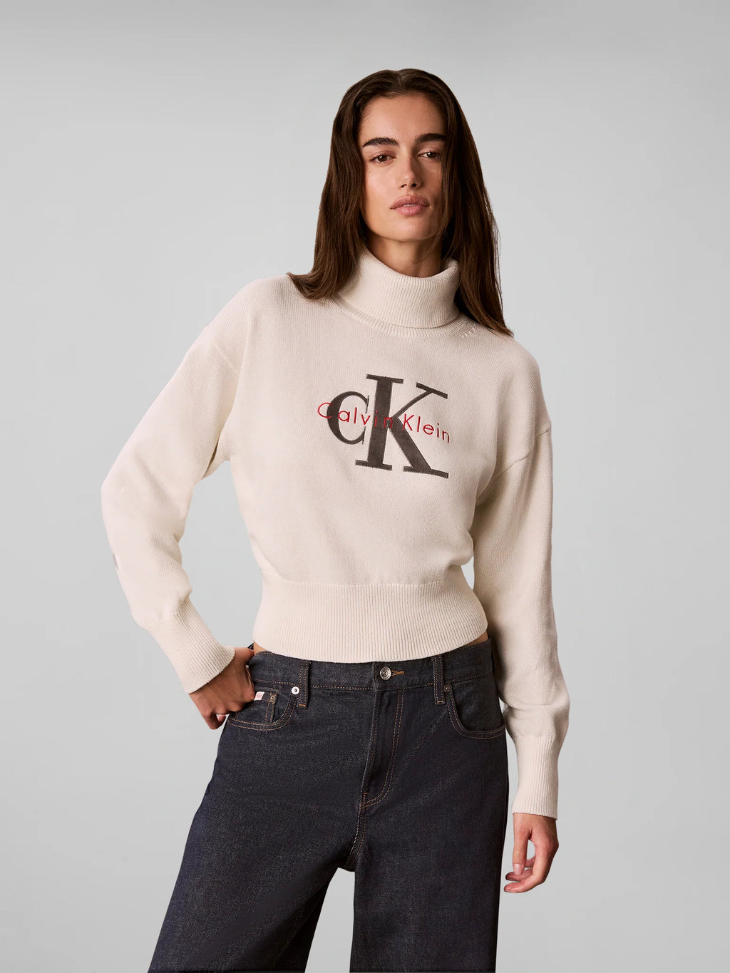 Calvin Klein Jeans Ls Logo Tneck Pullover