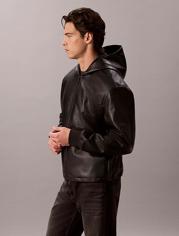 Calvin Klein Jeans Faux Leather Hooded Jacket