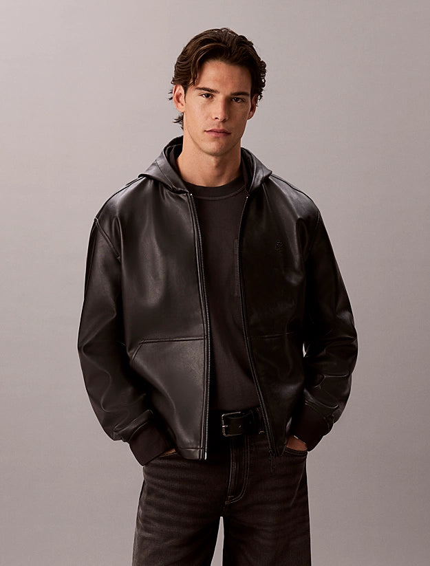 Calvin Klein Jeans Faux Leather Hooded Jacket