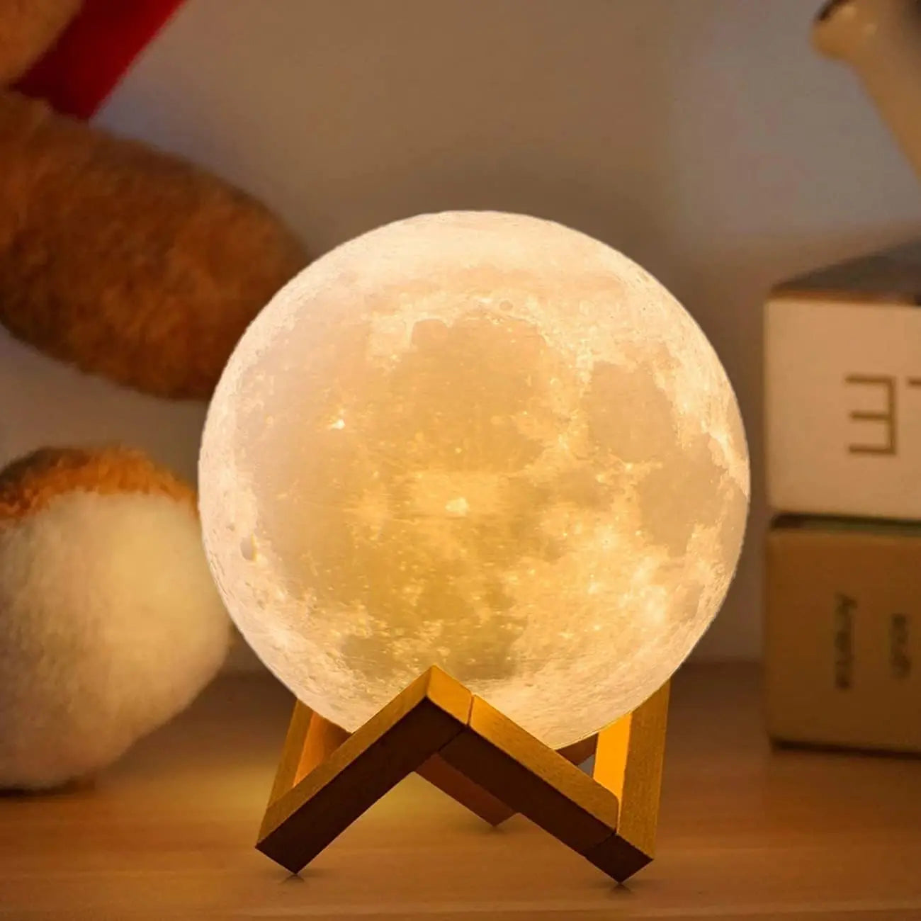 Lámpara de luna recargable con impresión 3D, luz LED de noche, interruptor táctil.