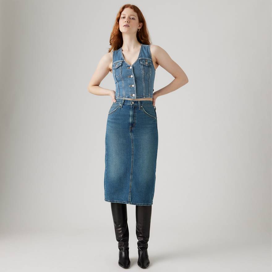 Levi's High Rise Back Slit Skirt