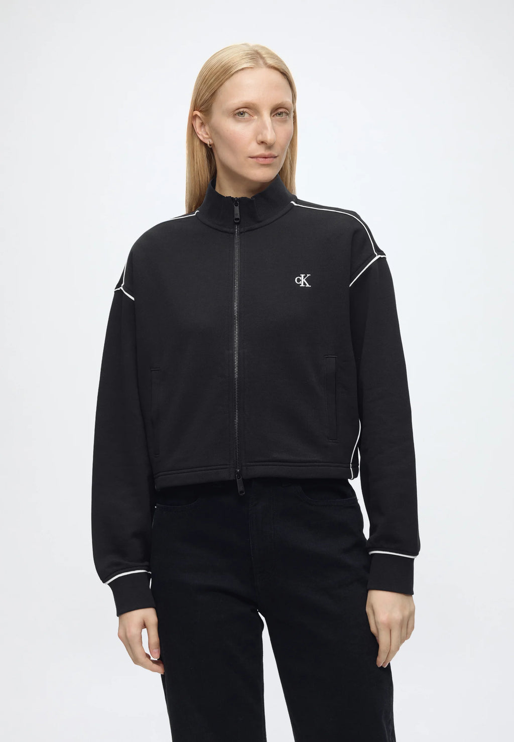 Calvin Klein Jeans Monogram Terry Contrast Piping Hoodie