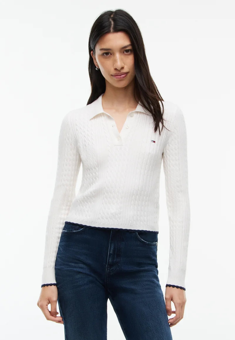Tommy Jeans Micro Cable Polo Sweater