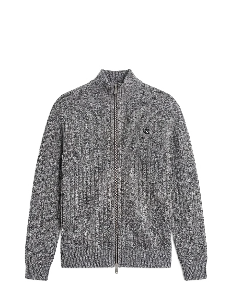 Calvin Klein Jeans Vertical Texture Cotton Full-Zip Sweater