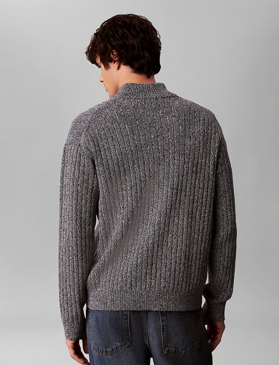 Calvin Klein Jeans Vertical Texture Cotton Full-Zip Sweater